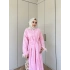 Lotus Kol Tüylü Elbise - Pembe