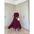 Merli Şifon Elbise - Bordo
