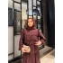Omar Dantel Detaylı Elbise - Bordo
