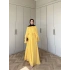 Sare Fırfır Detaylı Şifon Elbise - Sarı