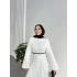 Tiana Kemerli Elbise - Beyaz
