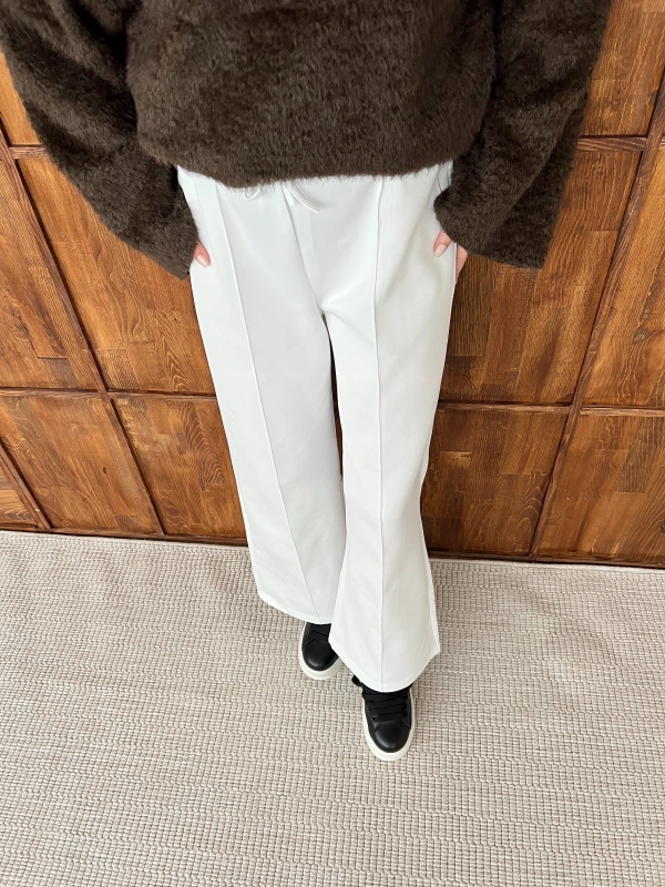 Çımalı Scuba Pantolon - Beyaz