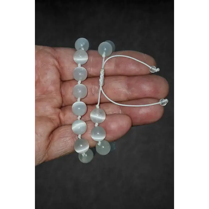 10 mm Beyaz Selenit Bileklik Makrome Ayarlı 315-3