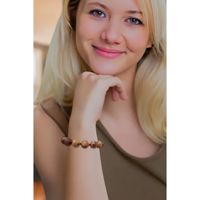 10 mm Hakiki Tibet Akiği Bileklik Makrome Ayarlı 471-2