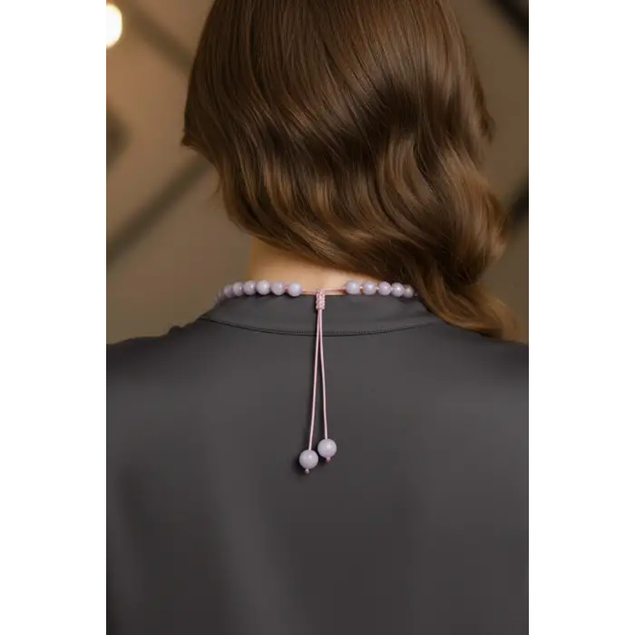 10 Mm Pembe Kunzit Kristali Fonksiyonel Kolye 601-2