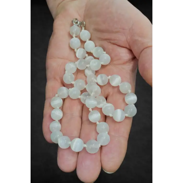 10mm Beyaz Selenit Kolye 340-2