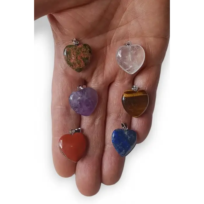 6 Adet Kolye Ucu Ametist, Lapis, Kuvars, Jasper, Unakit, Kaplangözü 615