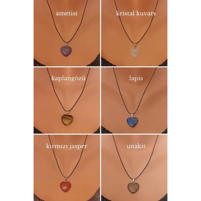 6 Adet Kolye Ucu Ametist, Lapis, Kuvars, Jasper, Unakit, Kaplangözü 615