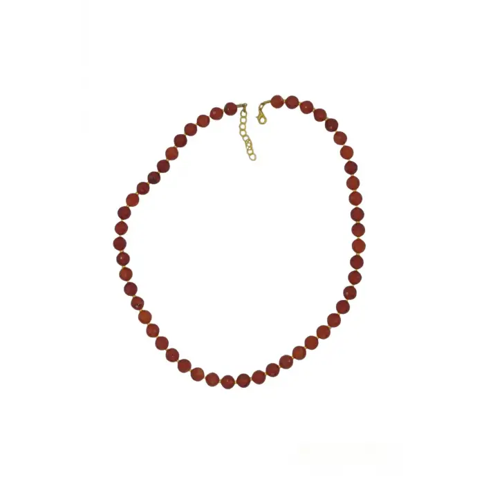 Karnelyan Akik Kolye 8mm Faset Kesim 308-4