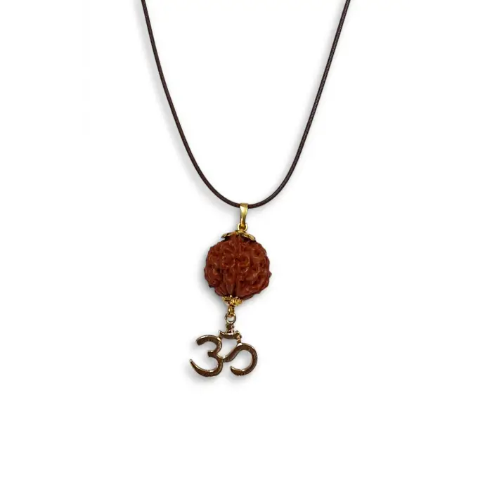 İri Taneli Rudrakşa Ohm Sembolü Kolye Rudraksha RK115