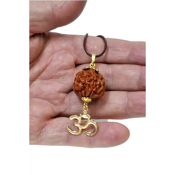 İri Taneli Rudrakşa Ohm Sembolü Kolye Rudraksha RK115
