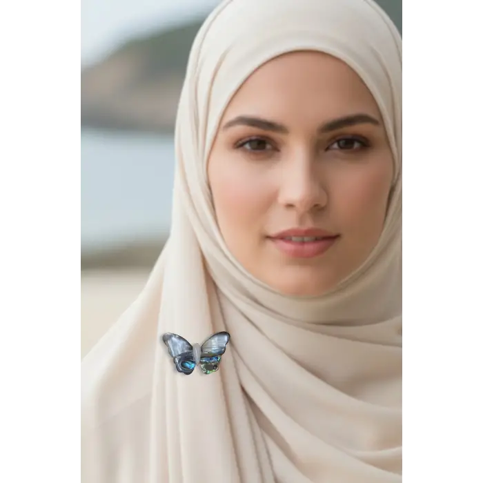 Abalon Shell Kelebek Motifi Sedef Broş BR10-12