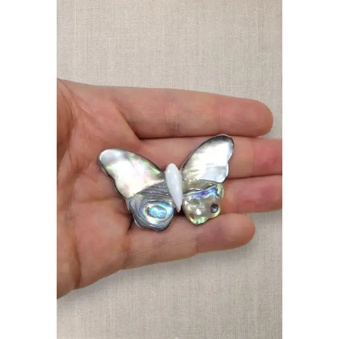 Abalon Shell Kelebek Motifi Sedef Broş BR10-12