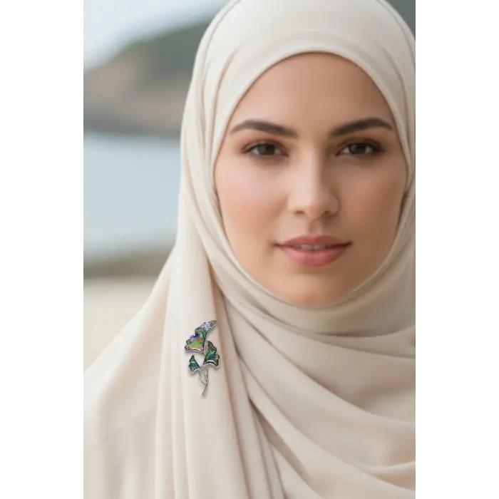 Abalon Shell Sarmaşık Motifi Sedef Broş BR10-11