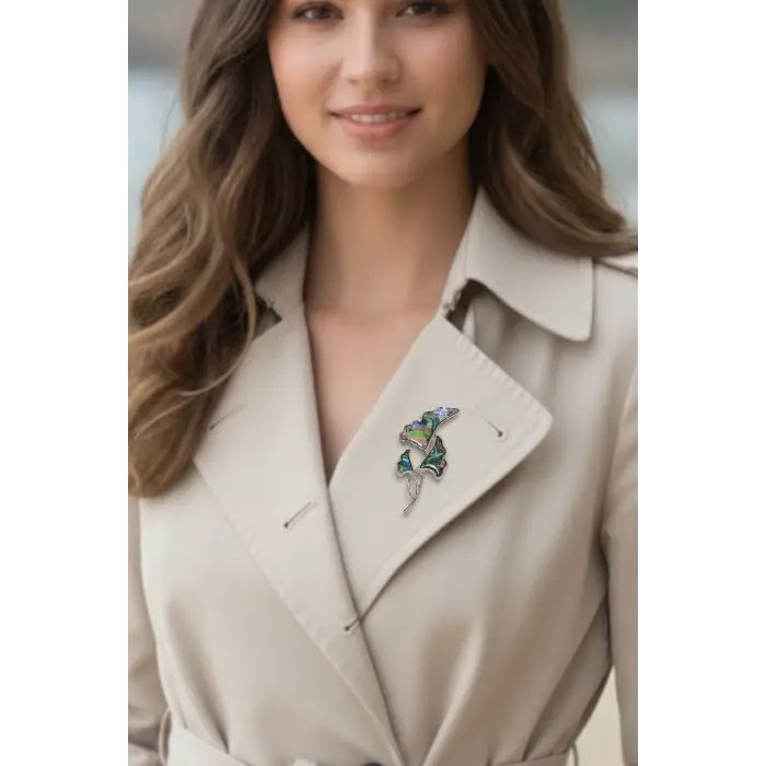 Abalon Shell Sarmaşık Motifi Sedef Broş BR10-11