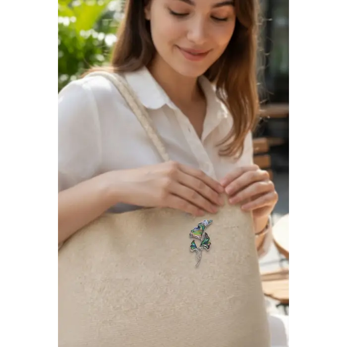 Abalon Shell Sarmaşık Motifi Sedef Broş BR10-11