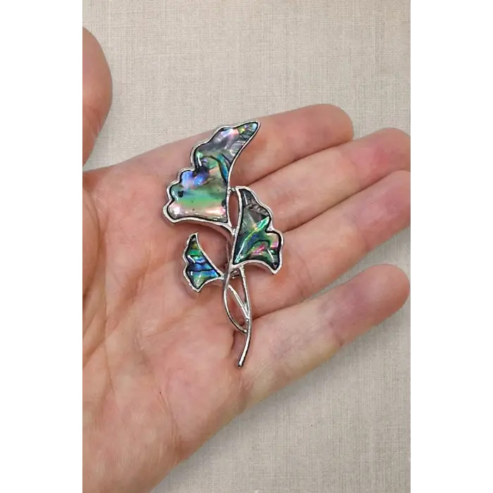 Abalon Shell Sarmaşık Motifi Sedef Broş BR10-11