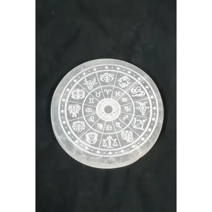 Burçlar, Astroloji Desenli Enerji Yükleyici Beyaz Selenit Plaka 42
