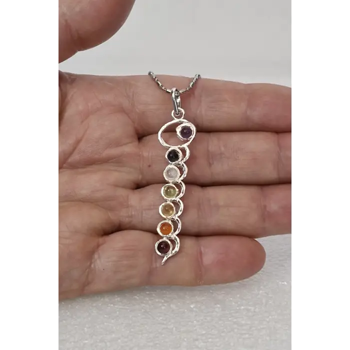 7 Çakra Taşlı Kolye Dalga Motifli 236-C6