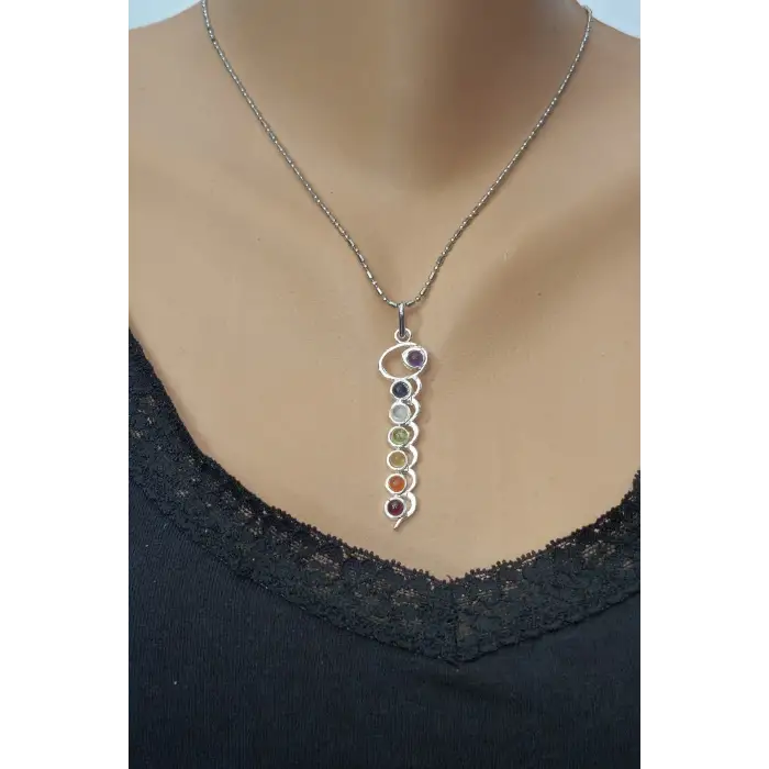 7 Çakra Taşlı Kolye Dalga Motifli 236-C6