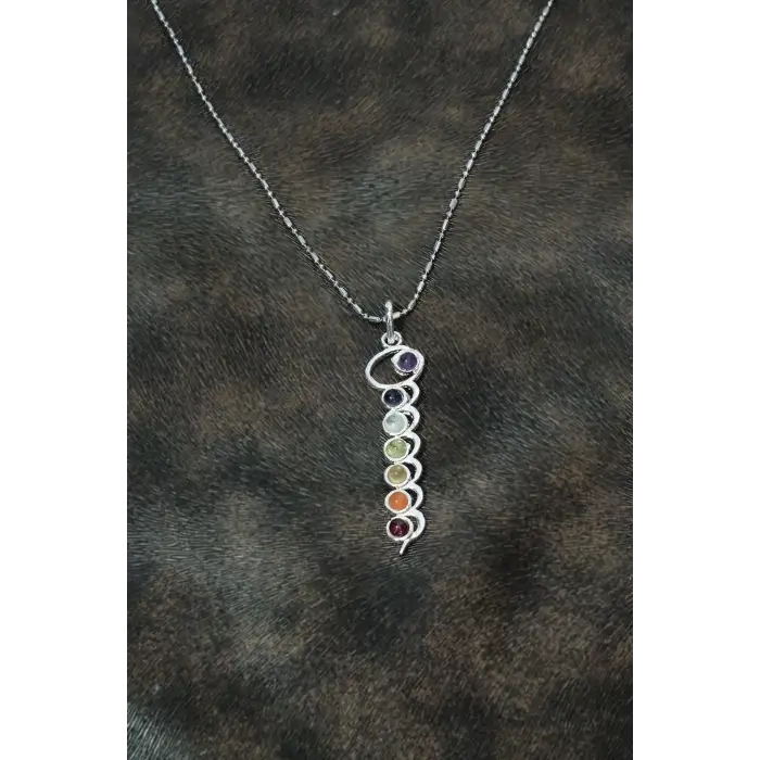 7 Çakra Taşlı Kolye Dalga Motifli 236-C6