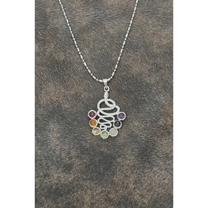 7 Çakra Taşlı Kolye Yılan Motifli 236-C3