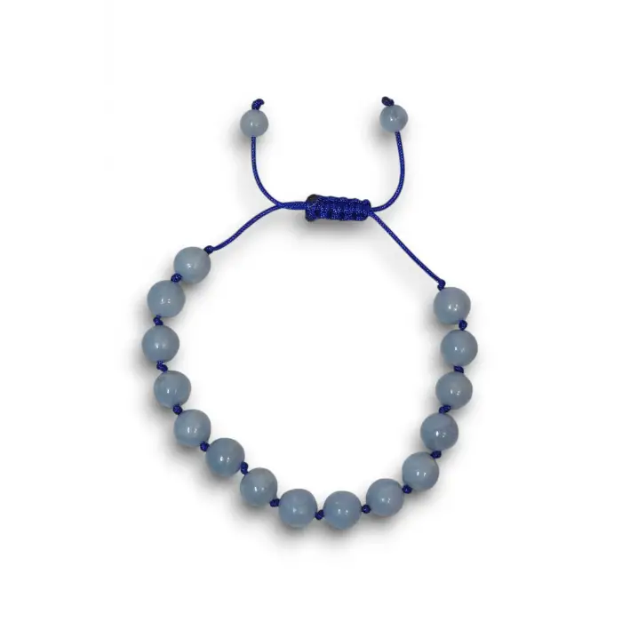 8 mm Doğal Anjelit Taşı Bileklik Makrome Ayarlı 517-2