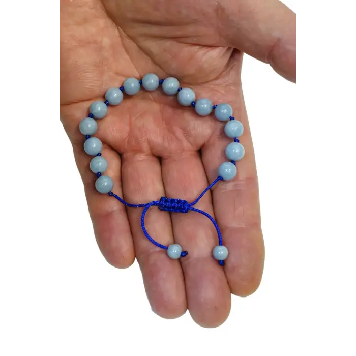 8 mm Doğal Anjelit Taşı Bileklik Makrome Ayarlı 517-2