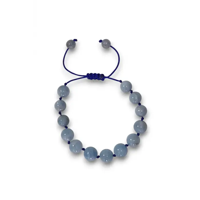 9 Mm Akuamarin Bileklik, Makrome Ayarlı 304-3