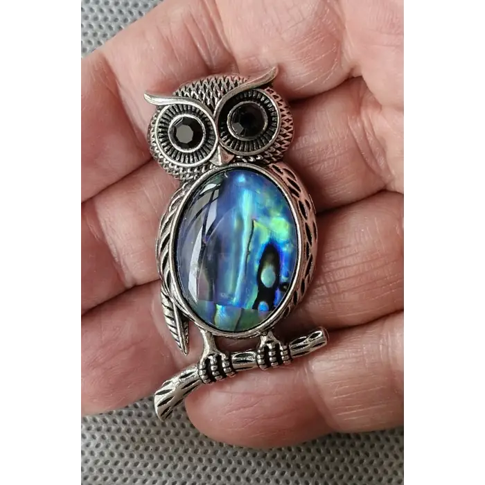 Abalon Shell Baykuş Motifi Sedef Broş BR10-3