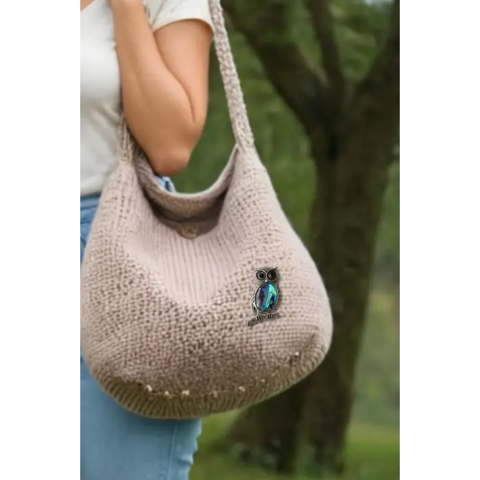 Abalon Shell Baykuş Motifi Sedef Broş BR10-3