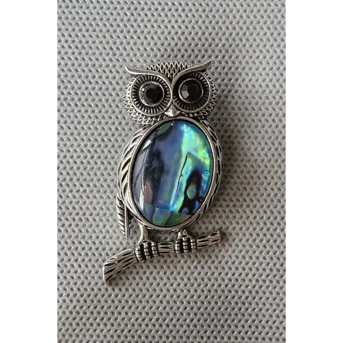 Abalon Shell Baykuş Motifi Sedef Broş BR10-3