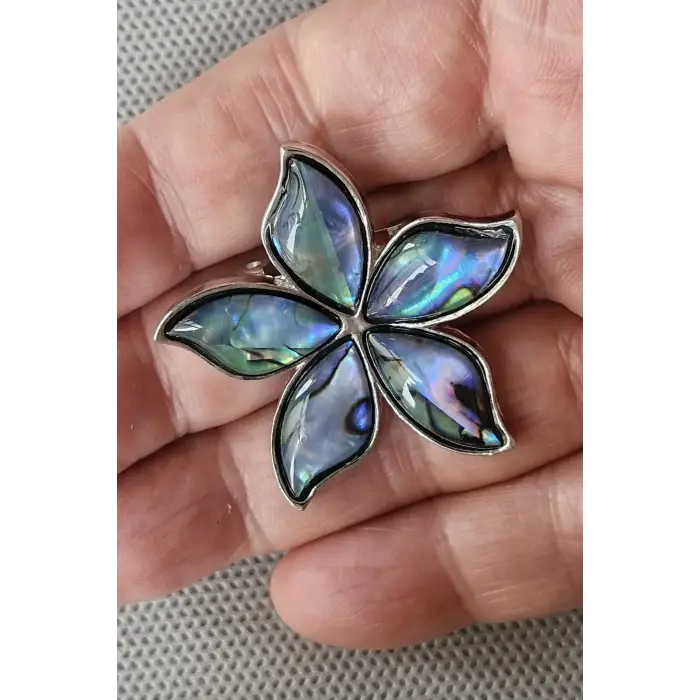Abalon Shell Çiçek Motifi Sedef Broş BR10-2