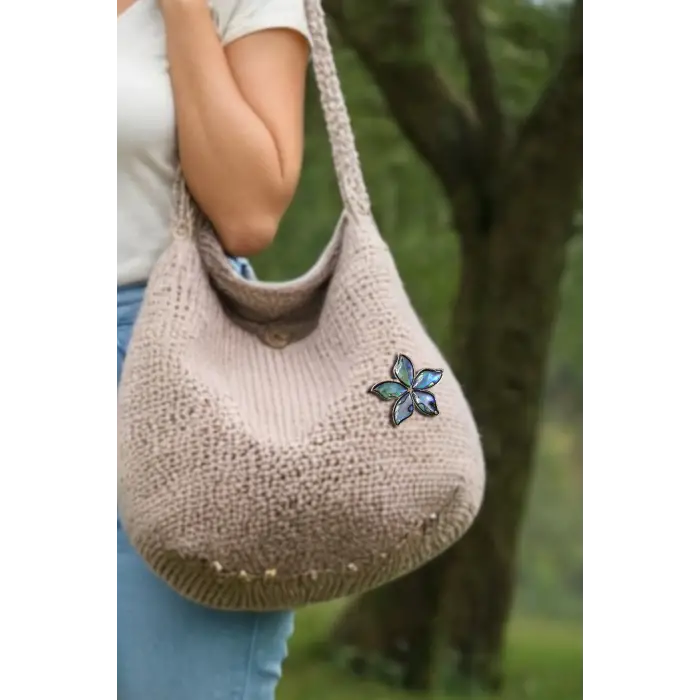 Abalon Shell Çiçek Motifi Sedef Broş BR10-2