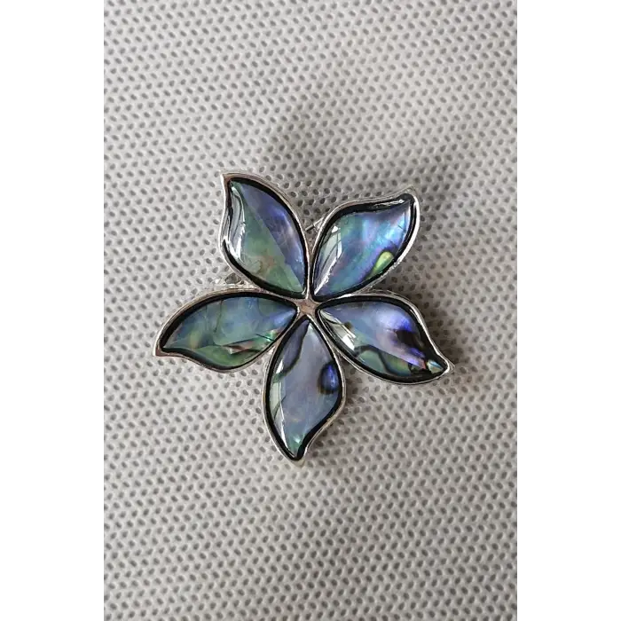 Abalon Shell Çiçek Motifi Sedef Broş BR10-2