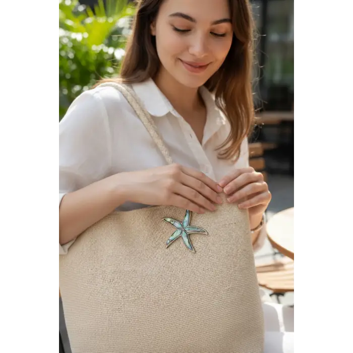 Abalon Shell Deniz Yıldızı Motifi Sedef Broş BR10-10