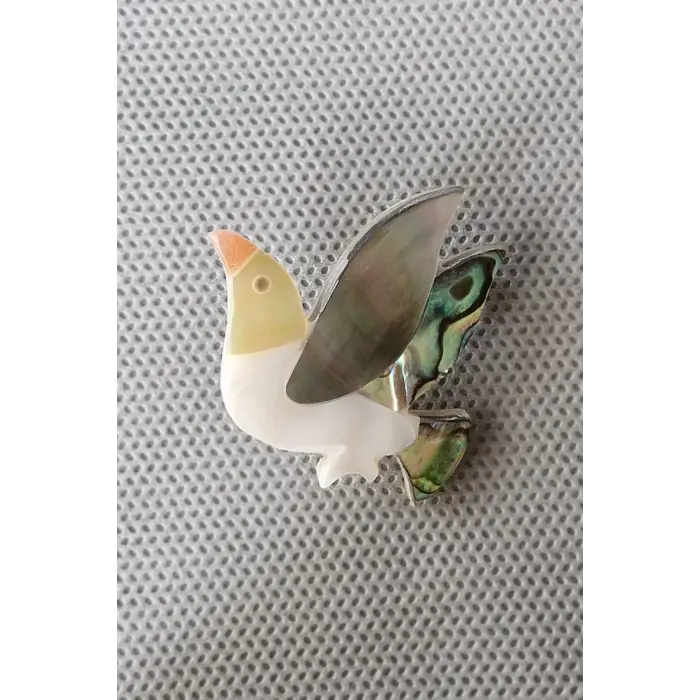 Abalon Shell Kuş Motifi Sedef Broş BR10-5