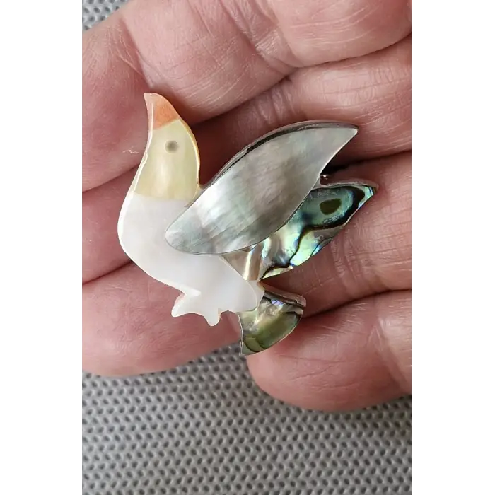 Abalon Shell Kuş Motifi Sedef Broş BR10-5