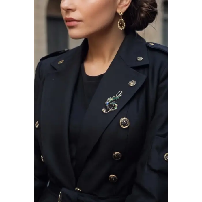 Abalon Shell Sol Anahtarı Sedef Broş BR10-1