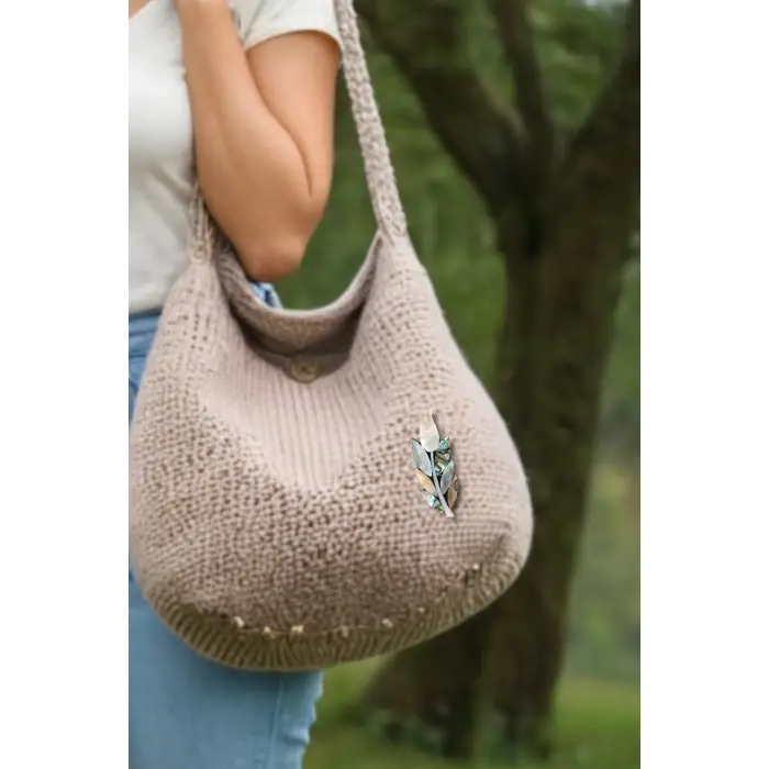 Abalon Shell Yaprak Motifi Sedef Broş BR10-4