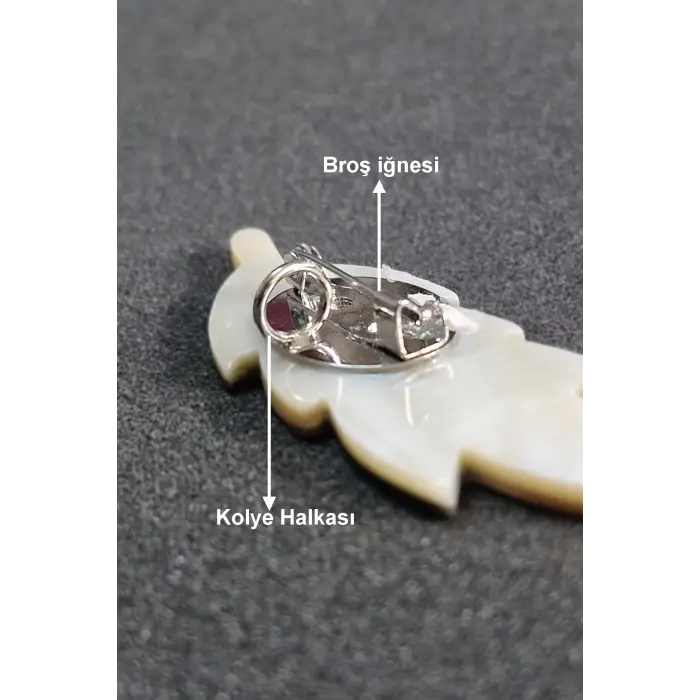 Abalon Shell Yaprak Motifi Sedef Broş BR10-4