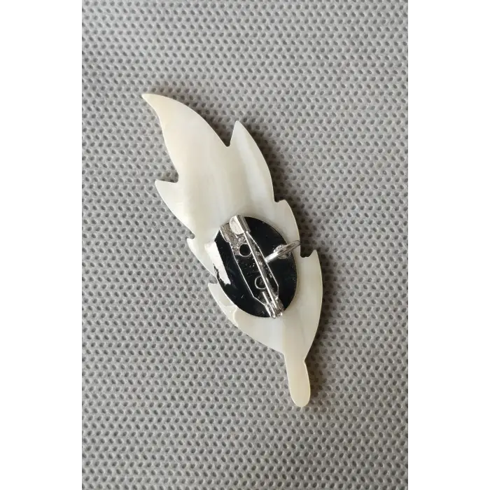 Abalon Shell Yaprak Motifi Sedef Broş BR10-4