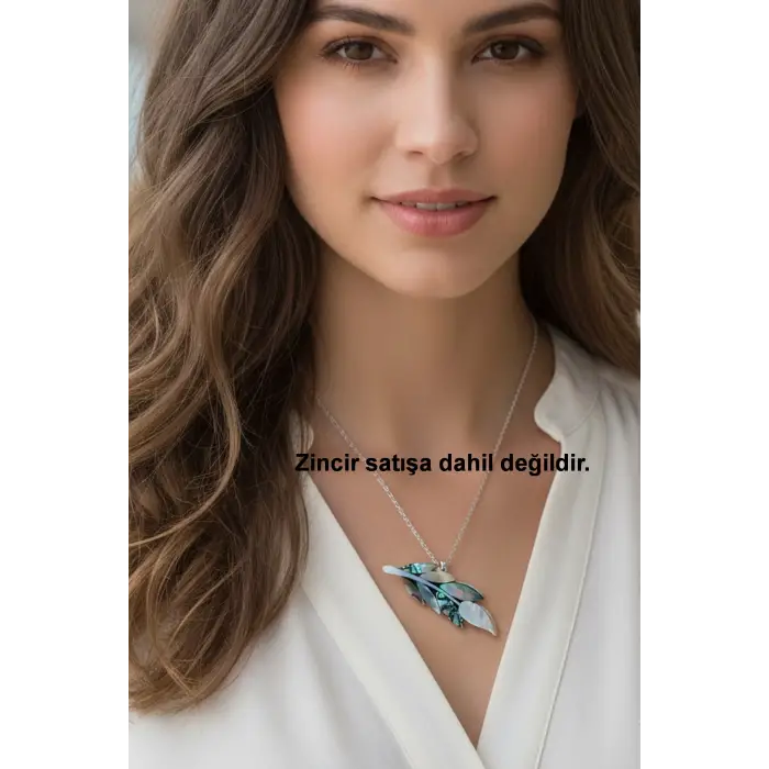 Abalon Shell Yaprak Motifi Sedef Broş BR10-4