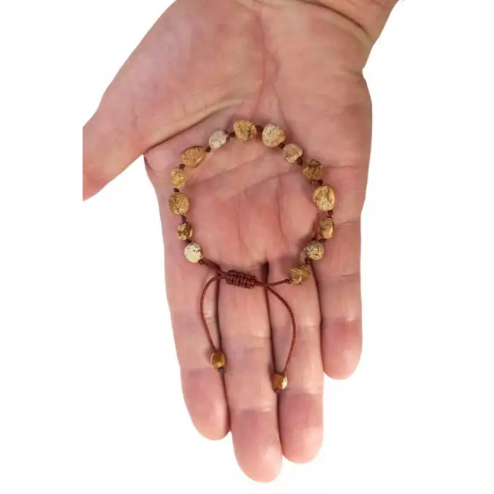 Ağaç Desenli Jasper Bileklik Makrome Ayarlı 310-2