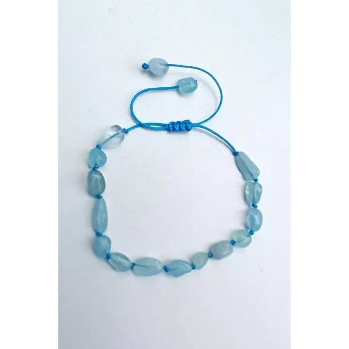 Akuamarin Bileklik, Makrome Ayarlı 655-2