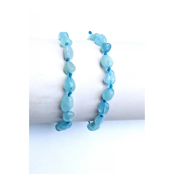 Akuamarin Bileklik, Makrome Ayarlı 655-2