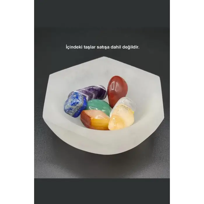 Altıgen Enerji Çanağı Beyaz Selenit Kase
