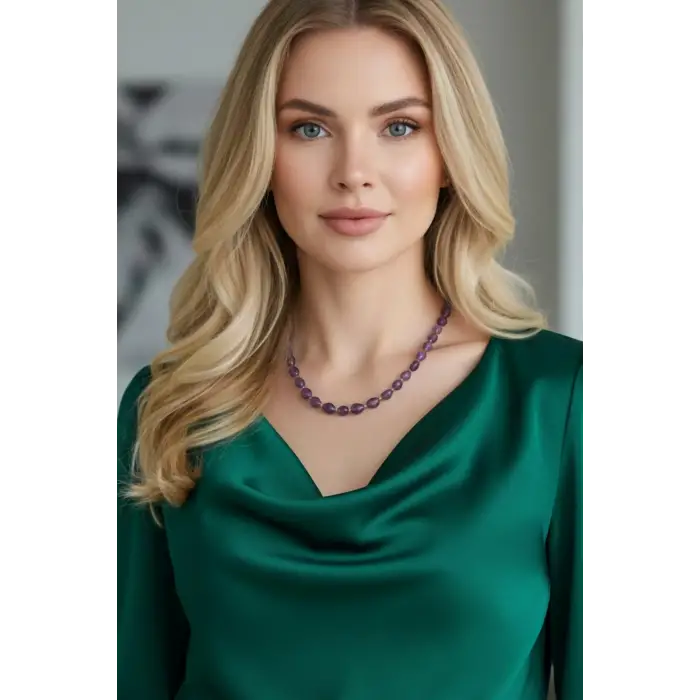 Ametist Kolye 50 CM Amorf Kesim 460-1