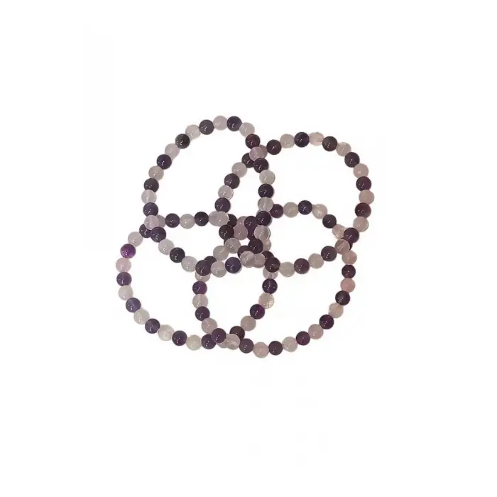 Ametist, Pembe Kuvars Bileklik 6mm Küre Kesim 559-1