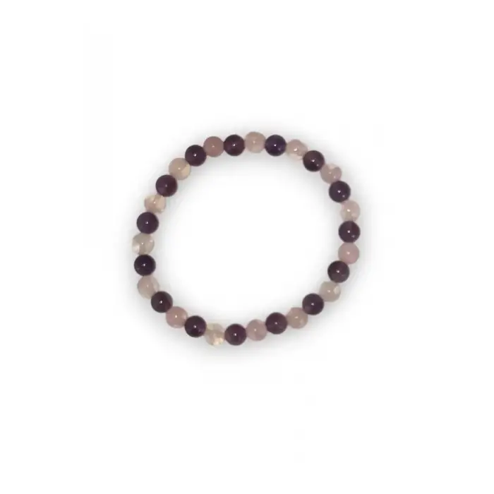 Ametist, Pembe Kuvars Bileklik 6mm Küre Kesim 559-1